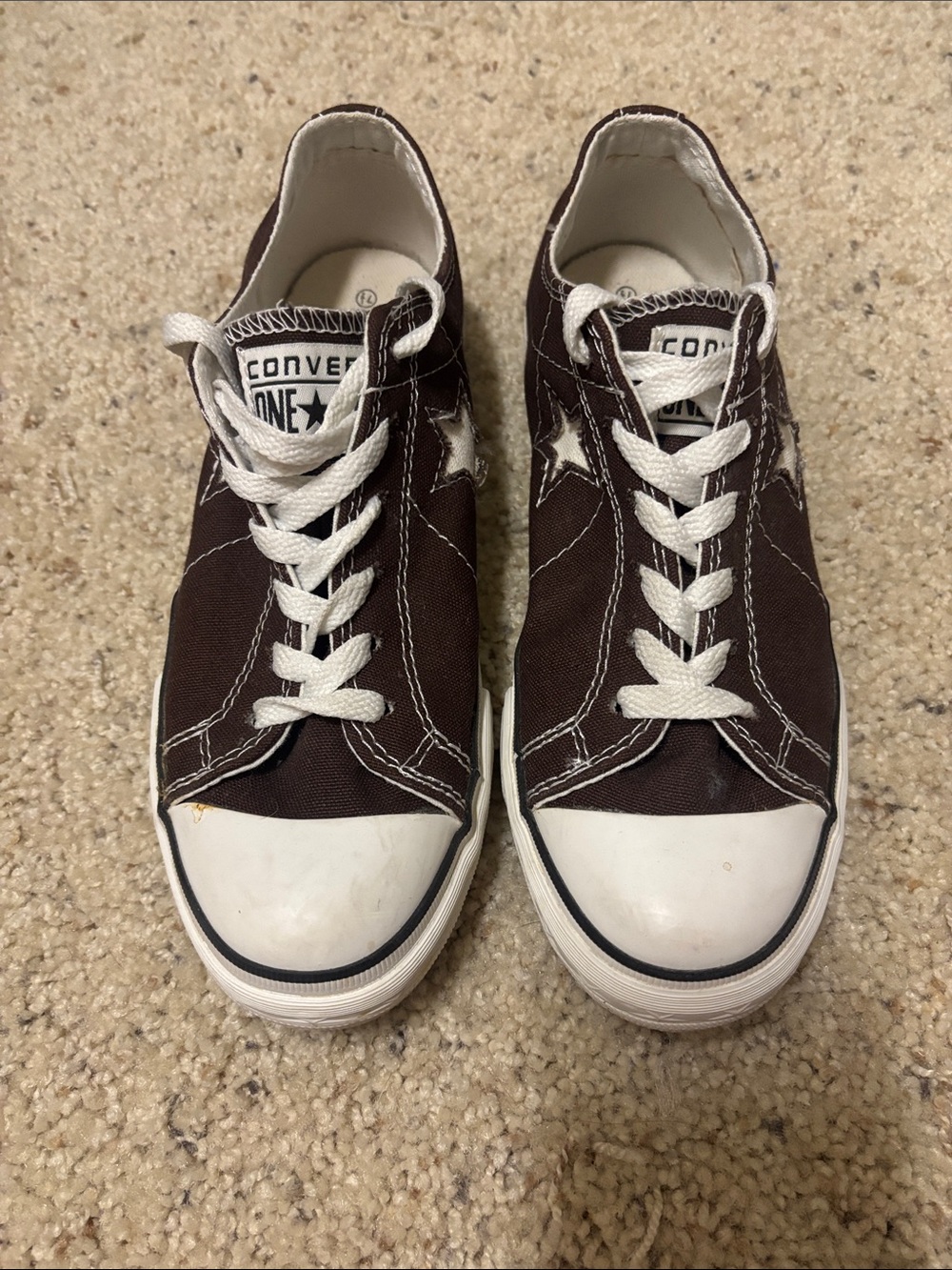 Converse One Star Low Top Sneakers - Dark Brown with White Accents